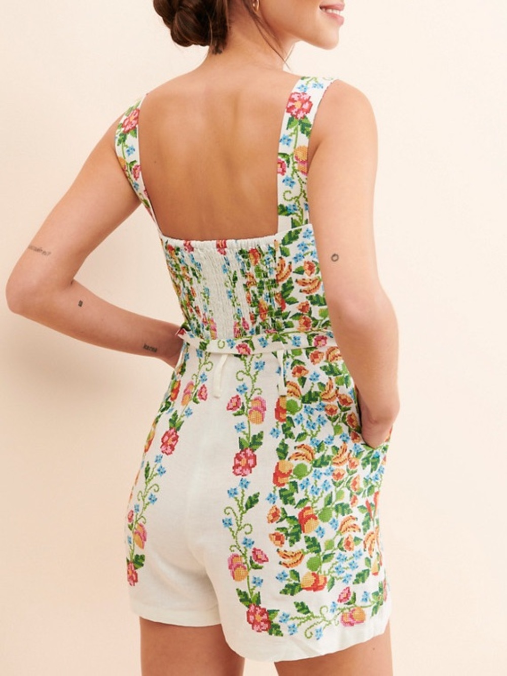 FARM Rio Tropical Romance Floral Belted Romper Size S - Picture 5 of 11